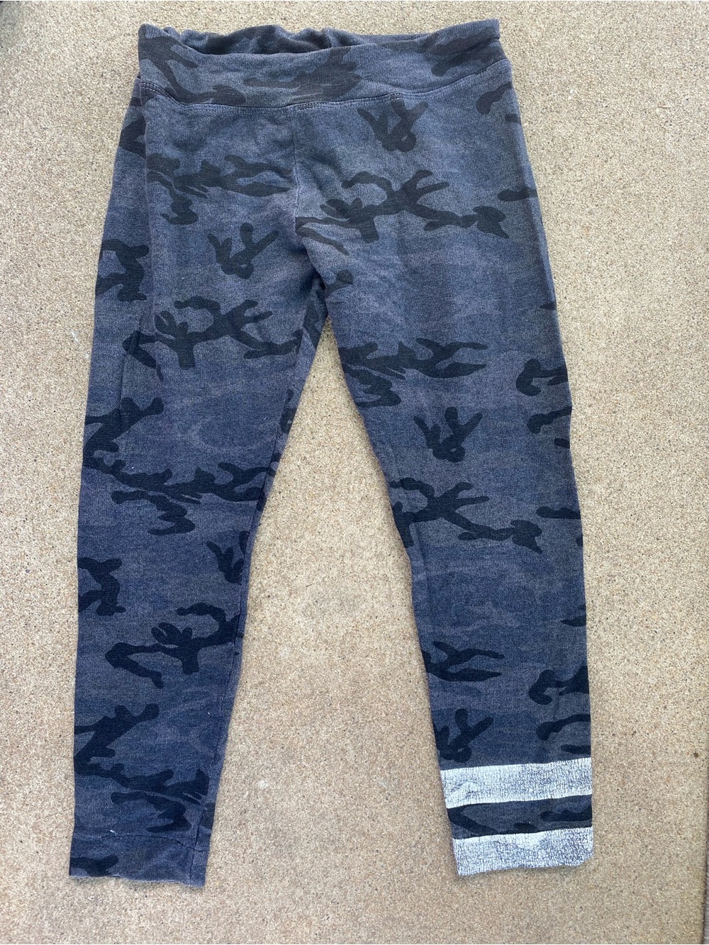 Sundry Black & Gray Capri Camo Leggings with Striped Hem Detail